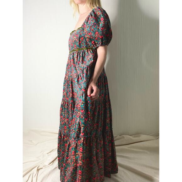 FREE PEOPLE "Ashley" Cordorouy Babydoll Puff Sleeve Maxi Dress US SMALL - Picture 5 of 16